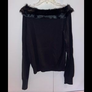 Gorgeous off the shoulder sweater with faux fur